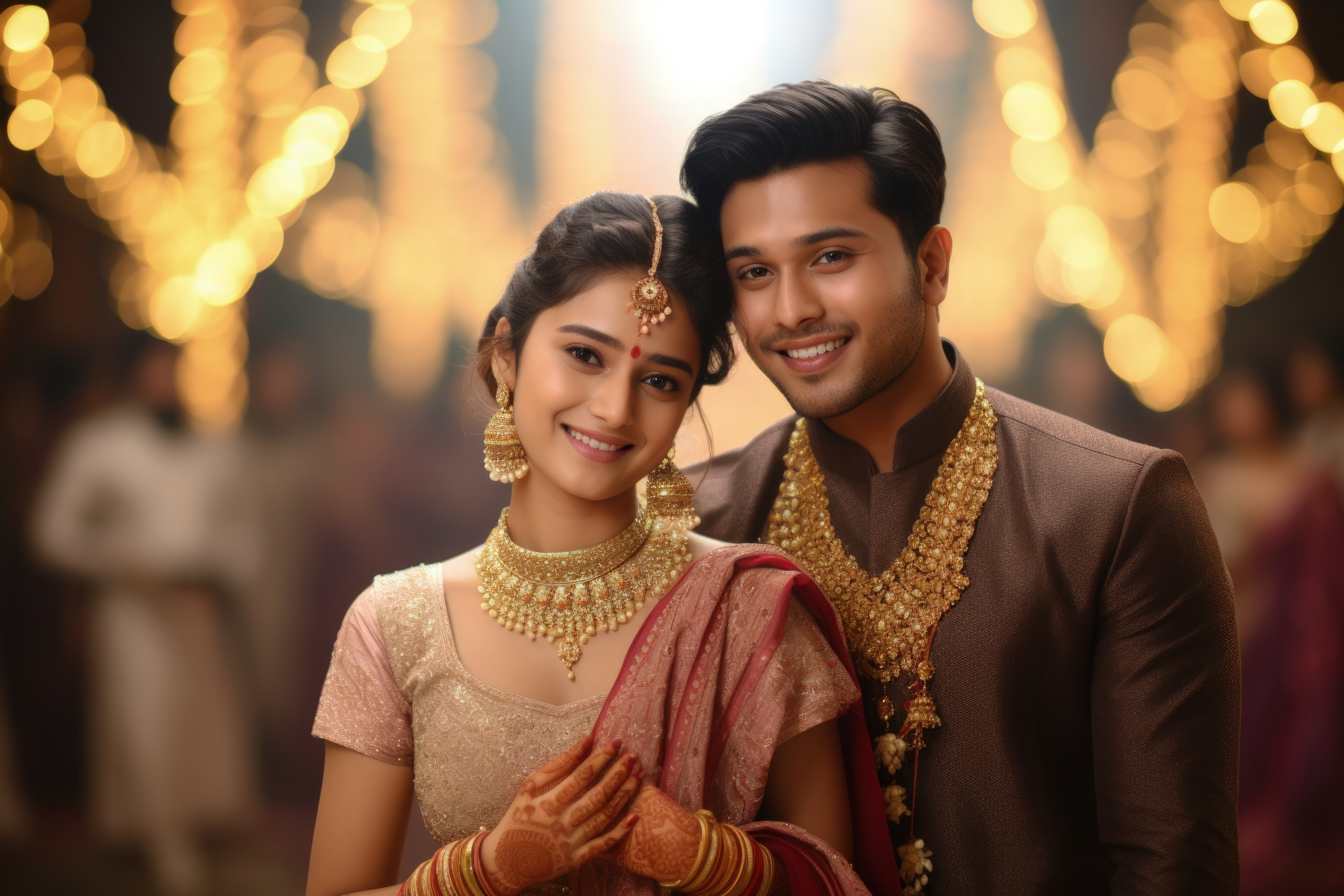 Couple in wedding attire